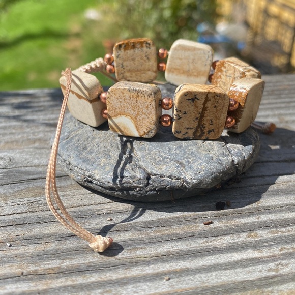 Jewelry - Petrified wood squares bracelet